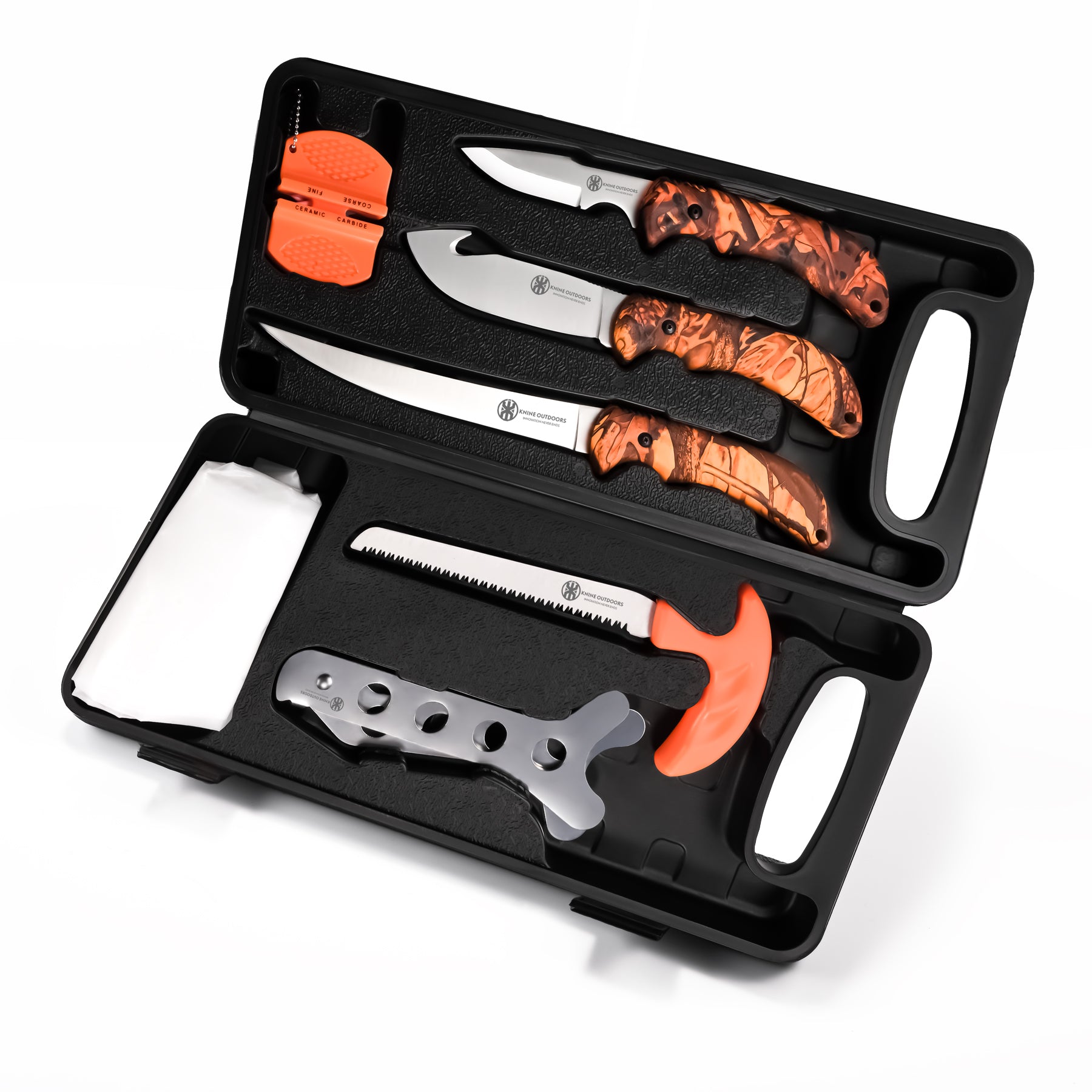 Hunting Deer Knife Set Field Dressing Kit Portable Game Processing Set, 8 Pieces Red Maple