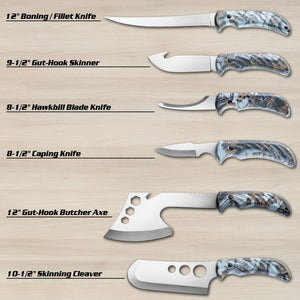 Hunting Deer Knife Set Field Dressing Kit Portable Butcher Game Processor Set, 12 Pieces