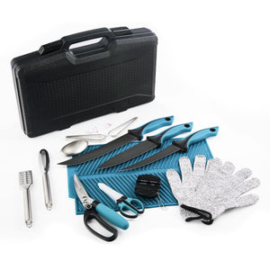 Fishing Curved Flex Fillet Knife Set, 7" & 9" Filet Knife, 7" Boning Knife, 13 pieces