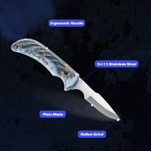 4-piece Hunting Knife and Saw Combo Set, Gut-hook Skinner, Fixed Blade Caping Knife, Nylon Belt Sheath