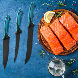 Fishing Curved Flex Fillet Knife Set, 7" & 9" Filet Knife, 7" Boning Knife, 13 pieces