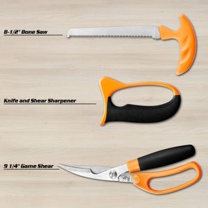 Hunting Deer Knife Set Field Dressing Kit Portable Butcher Game Processor Set, 12 Pieces