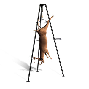 Tripod Game Hoist with 500lb Capacity Deer Hanger and Complete Hoist Kit