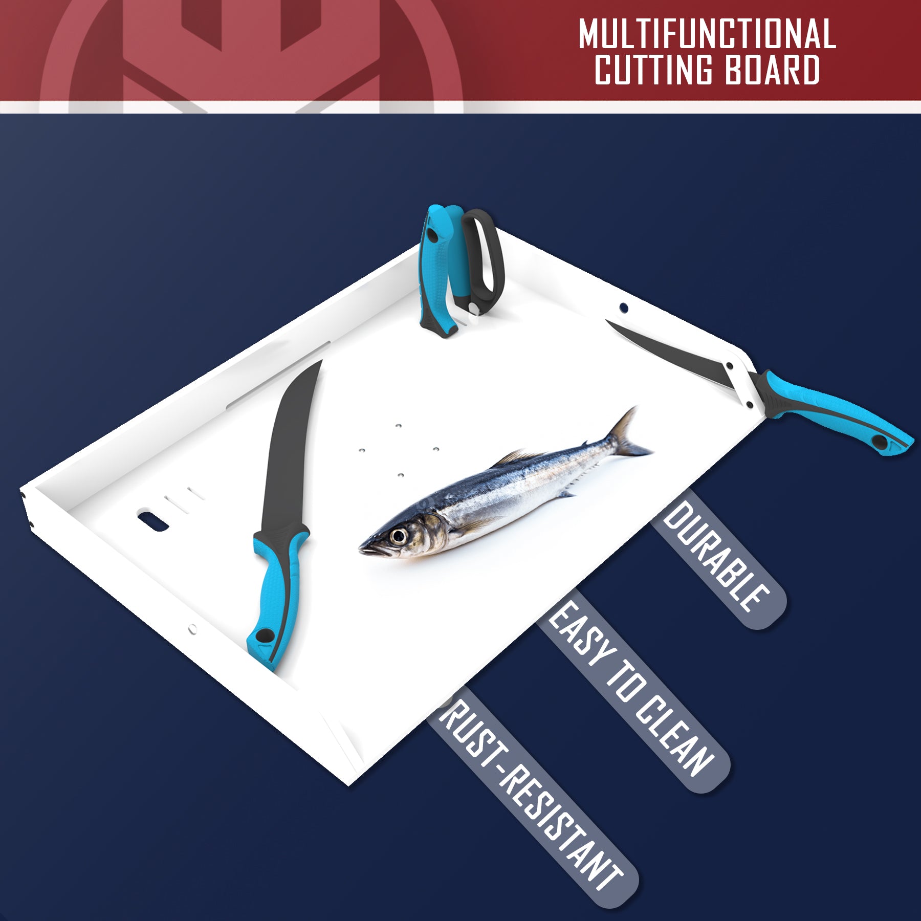 Bait Cutting Board for Boat, Fish Cleaning Station, Fishing Fillet
