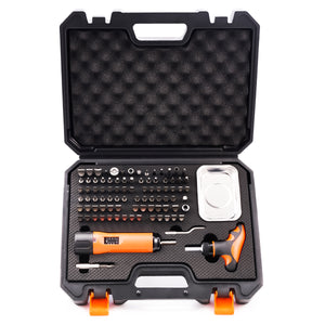 Precision 1/4" Torque Screwdriver Set adjustable from 10 to 70 in-lbs, Set of 92 Pieces