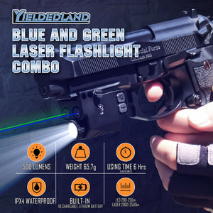 Compact Handgun Green Blue Laser Sight with 500 Lumen Flashlight