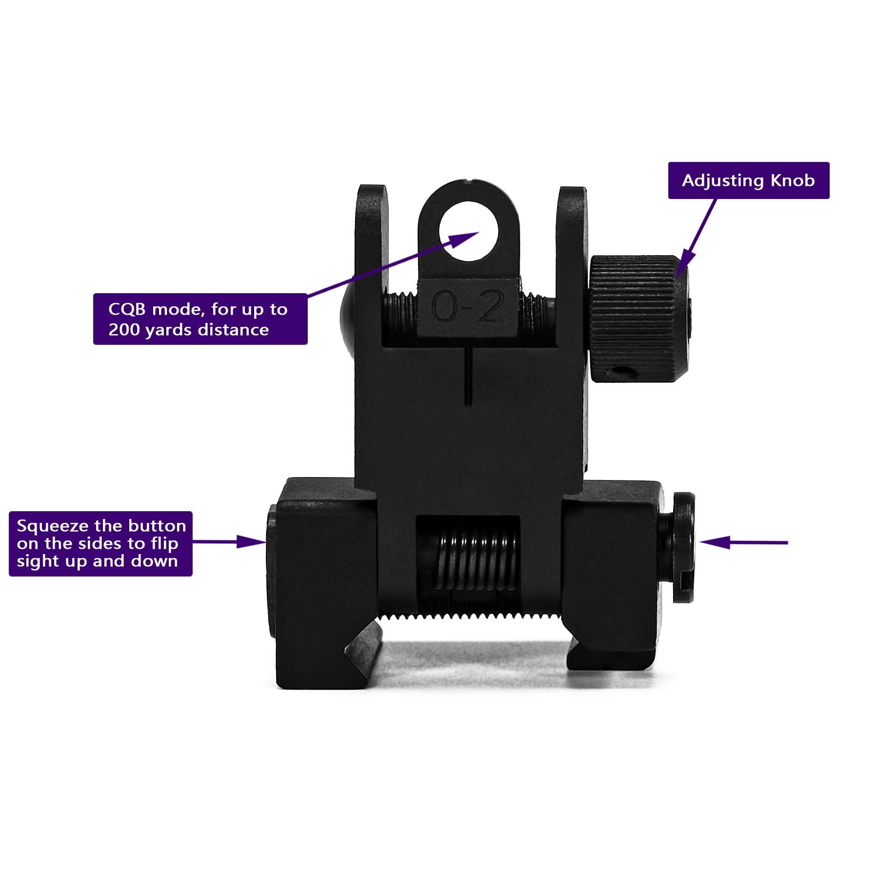 Flip Up Iron Sights Set for Rifle Including Front Sight Rear Sight