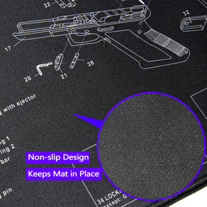 Non-Slip Handgun Cleaning Mat with Detailed Glock Diagram (Set of 2)